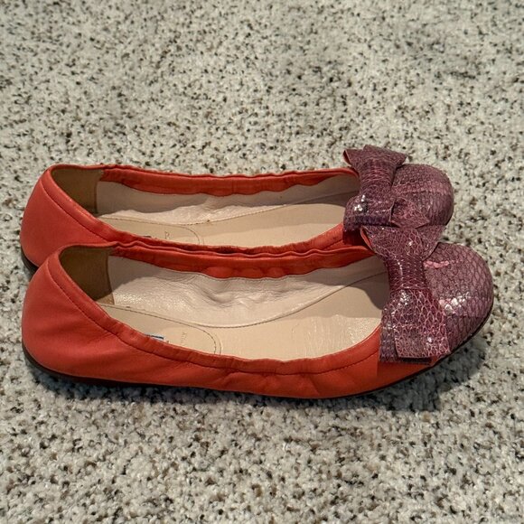 Prada | Leather Two-tone Ballet Flats | Pink/Coral | Size: EU 38 - Picture 7 of 10